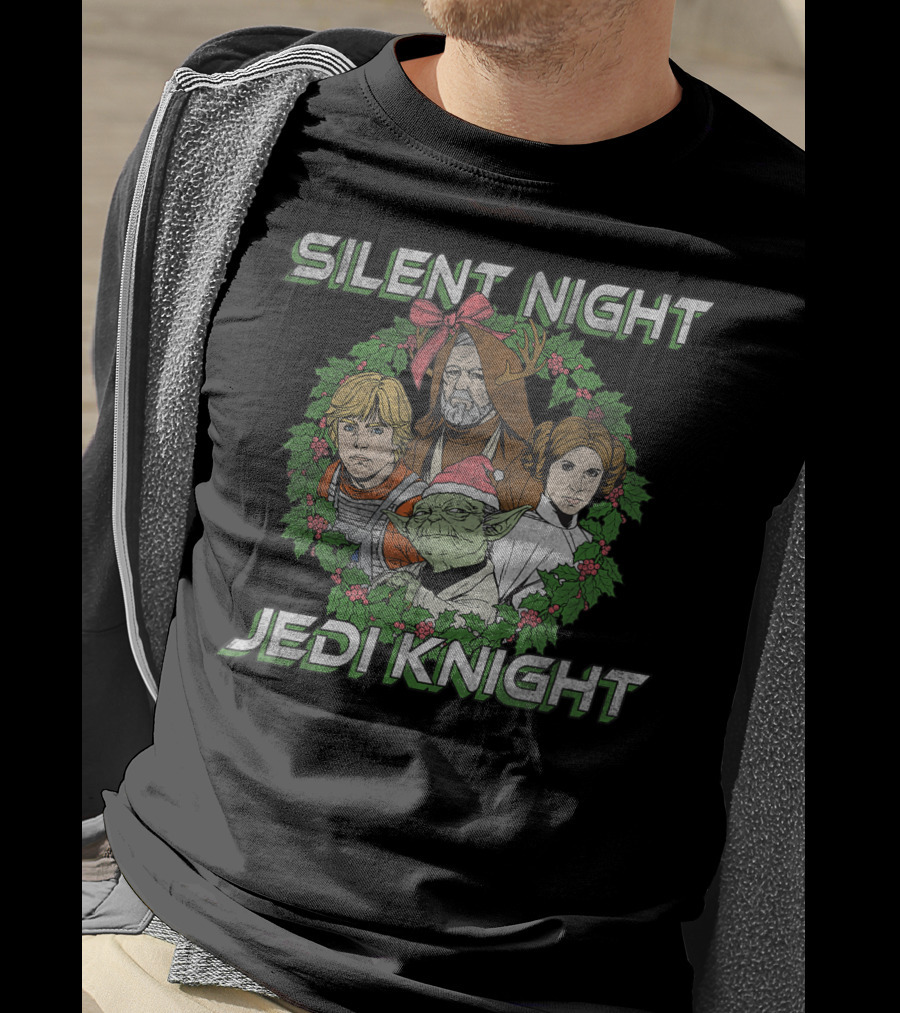 Silent Night Jedi Knight Star Wars Christmas Wreath Group T-Shirt