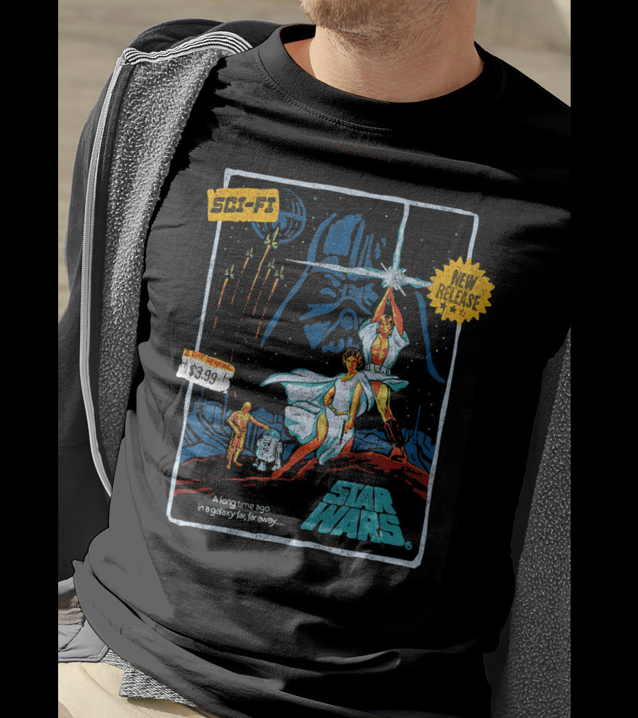 Star Wars Episode Four Luke Skywalker New Release $3.99 Vintage Sci-Fi VHS Cover T-Shirt