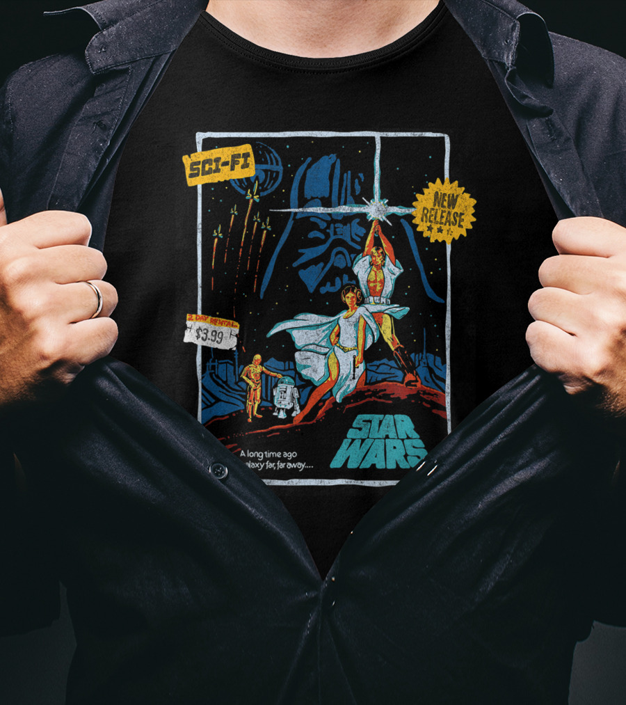 Star Wars Episode Four Luke Skywalker New Release $3.99 Vintage Sci-Fi VHS Cover T-Shirt