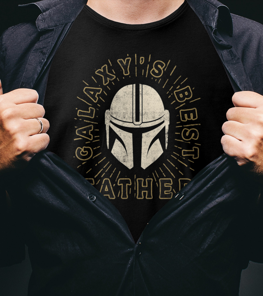 Galaxy's Best Father Star Wars The Mandalorian Helmet T-Shirt