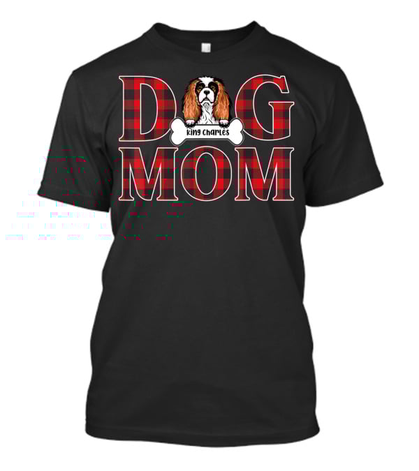 Dog Mom King Charles Red Plaid Pet Lover T-Shirt