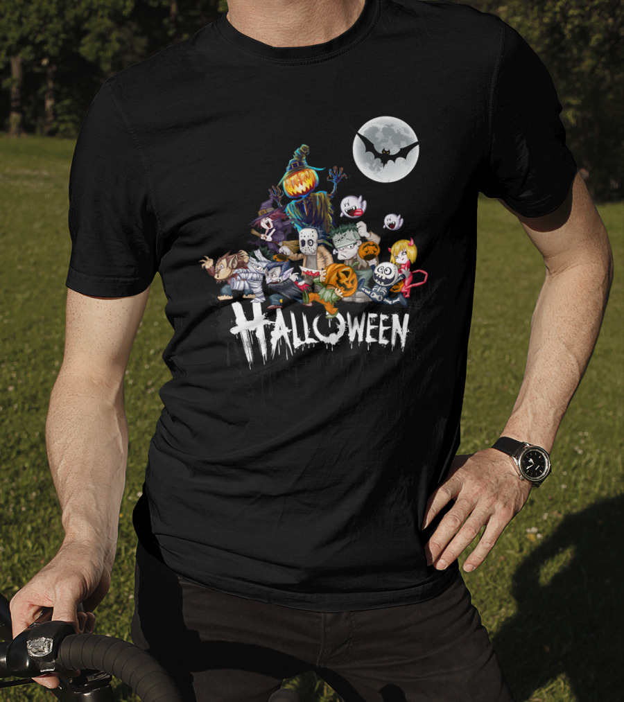 Character Halloween Pumpkin Scarecrow Moon Ghosts Bat Halloween T-Shirt