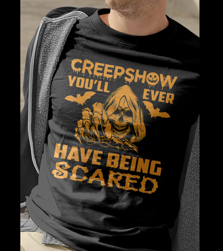 Creepshow You'll Ever Have Being Scared Horror Skeleton Hooded Grim Reaper With Bats T-Shirt