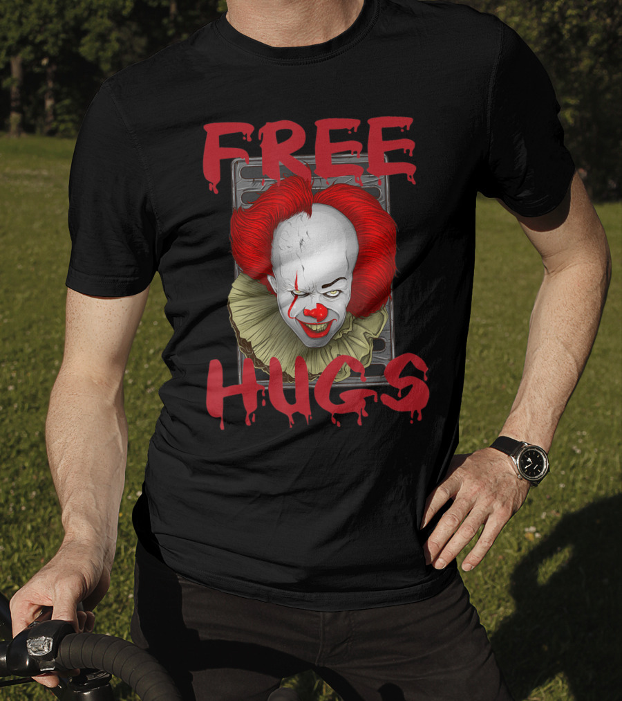 Free Hugs Halloween Evil Killer Scary Clown T-Shirt