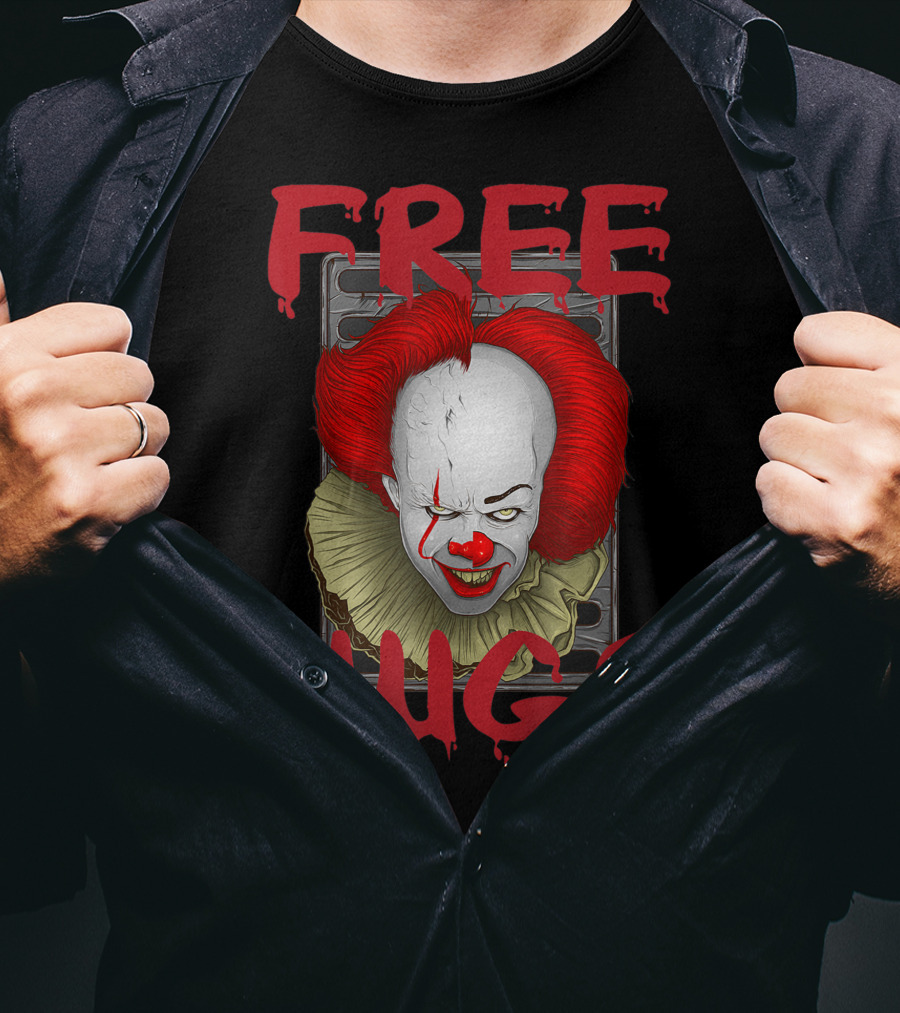 Free Hugs Halloween Evil Killer Scary Clown T-Shirt