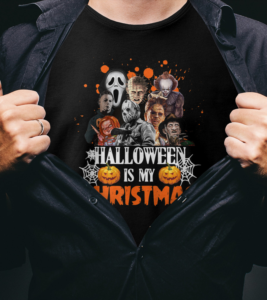 Halloween Is My Christmas Funny Horror Movies Characters T-Shirt