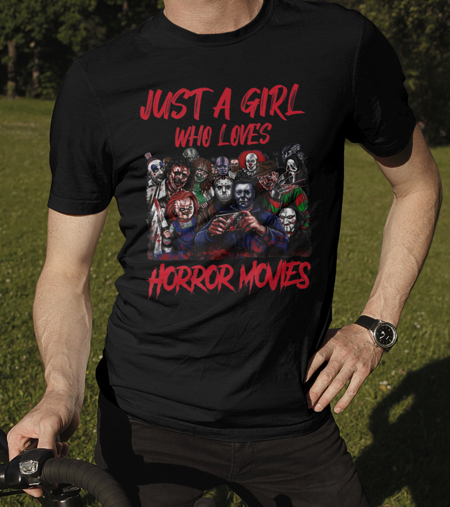 Just A Girl Who Loves Horror Movies Icons Collage T-Shirt