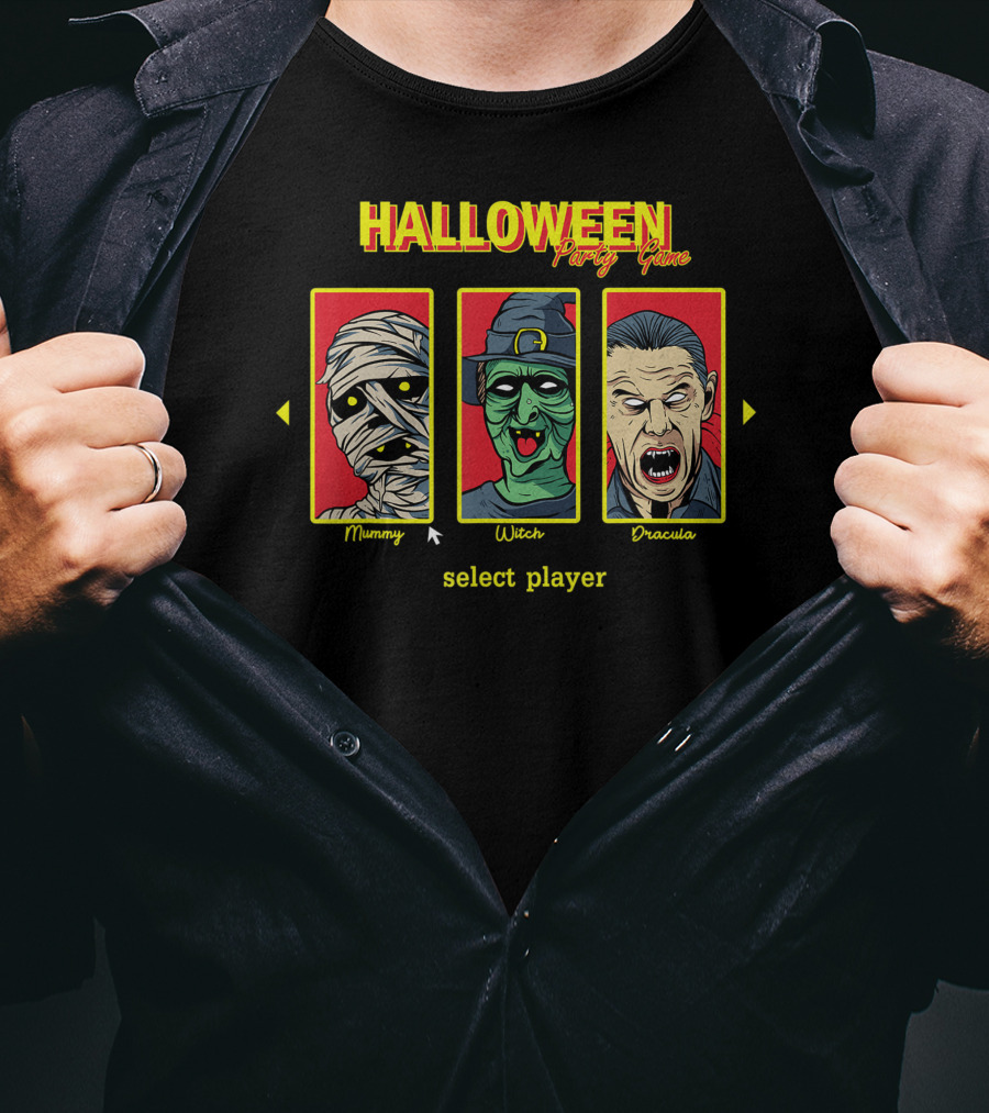 Halloween Party Game Mummy Witch Dracula Select Player T-Shirt