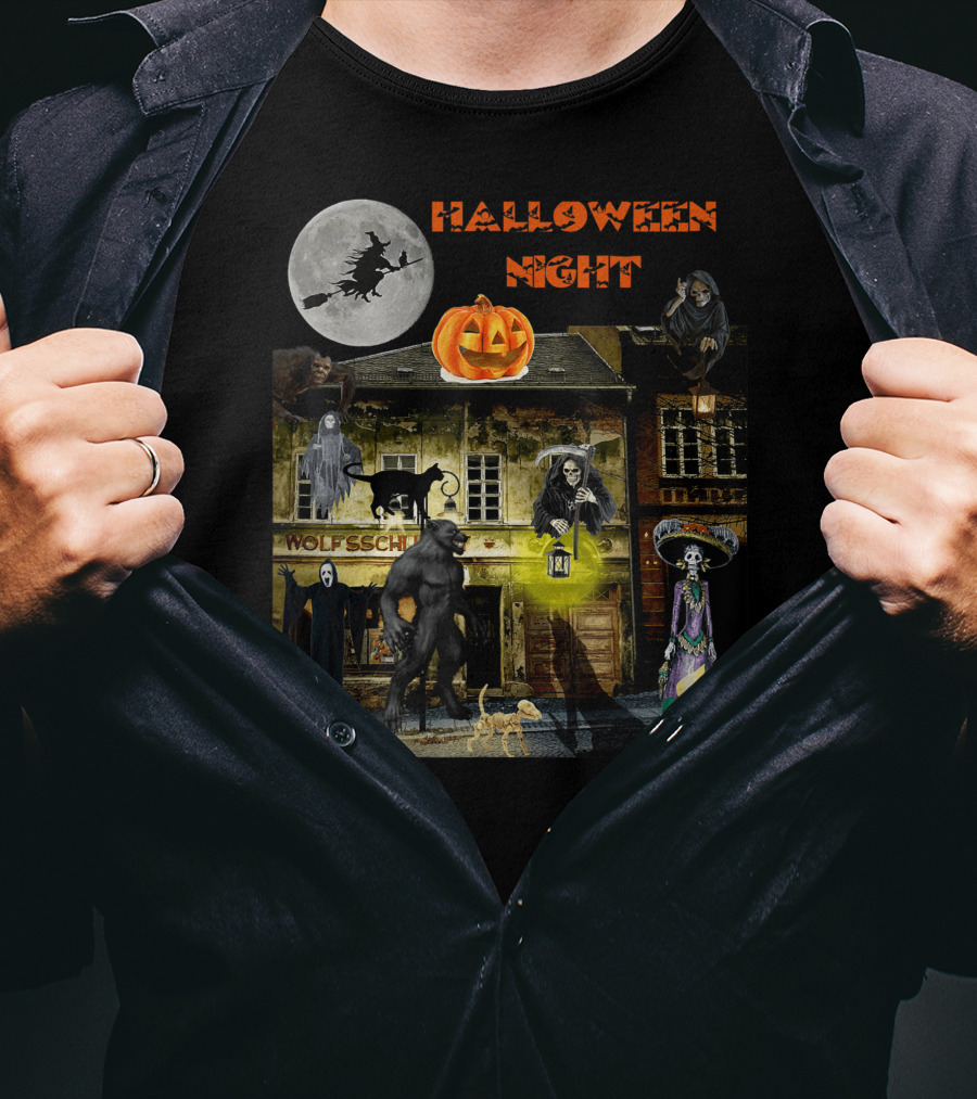 Halloween Night Haunted Classic Monsters House T-Shirt