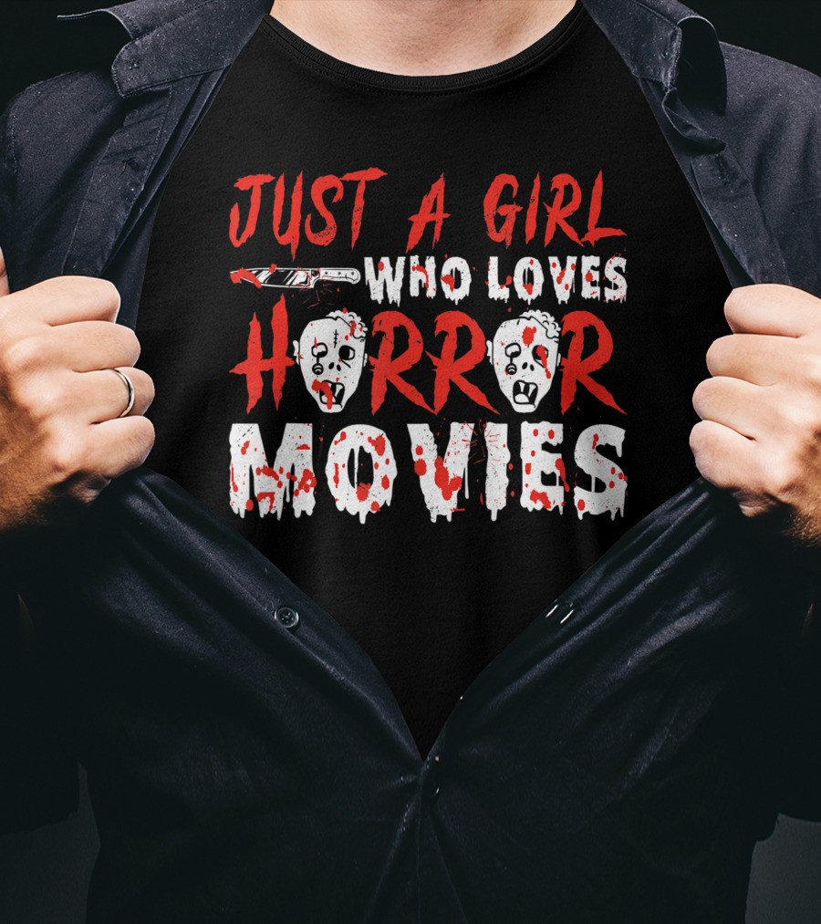Just A Girl Who Loves Horror Movies Knife Mask Halloween T-Shirt
