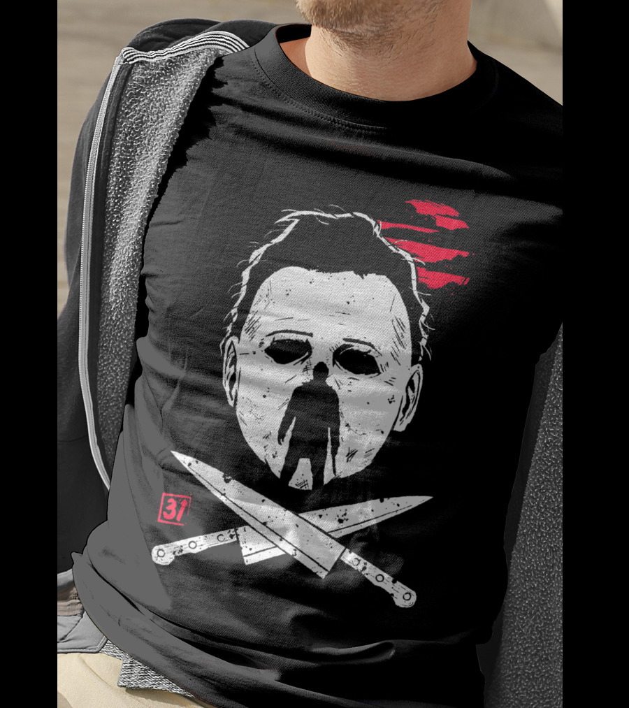 Horror Friday Halloween 37 Michael Myers Mask Knives T-Shirt