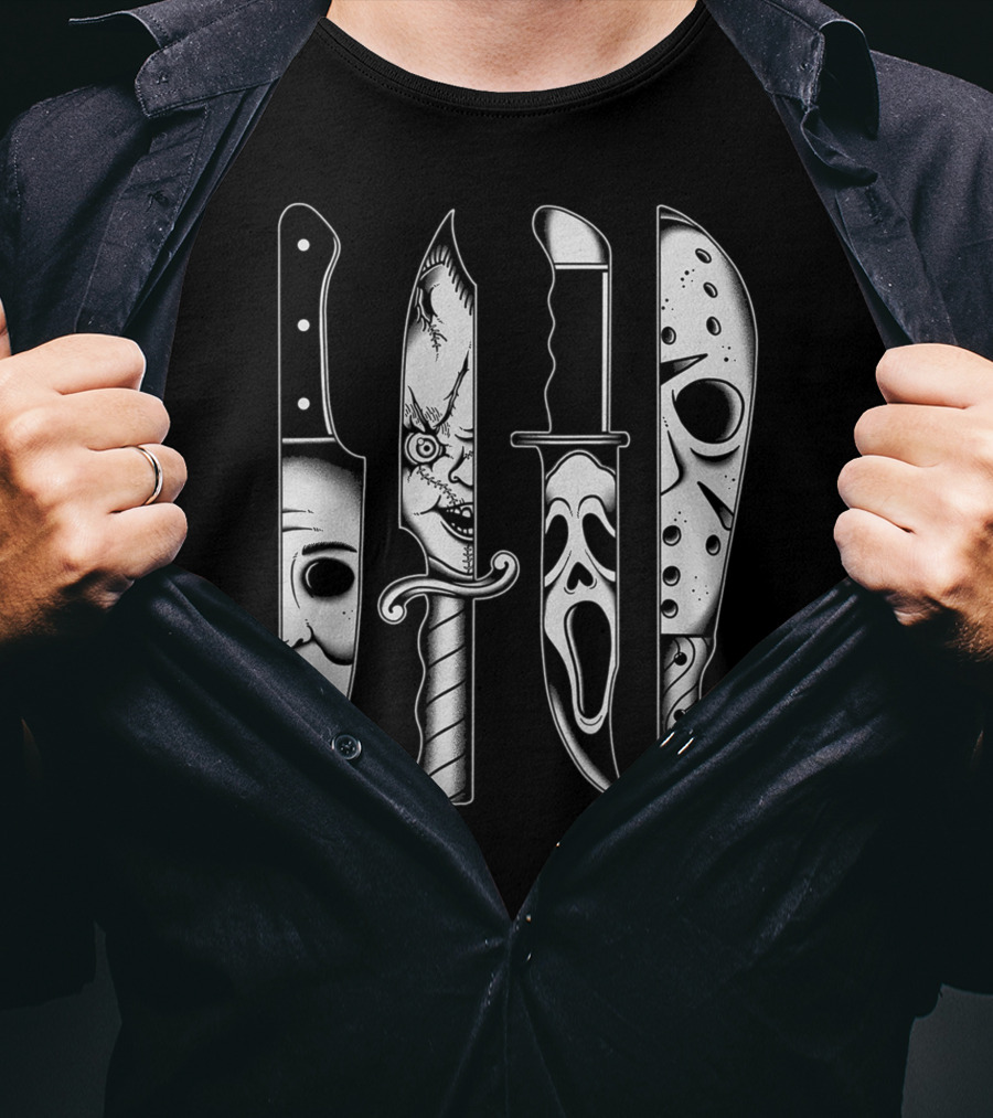 Horror Movie Knives Machete Friday Scary Icons T-Shirt