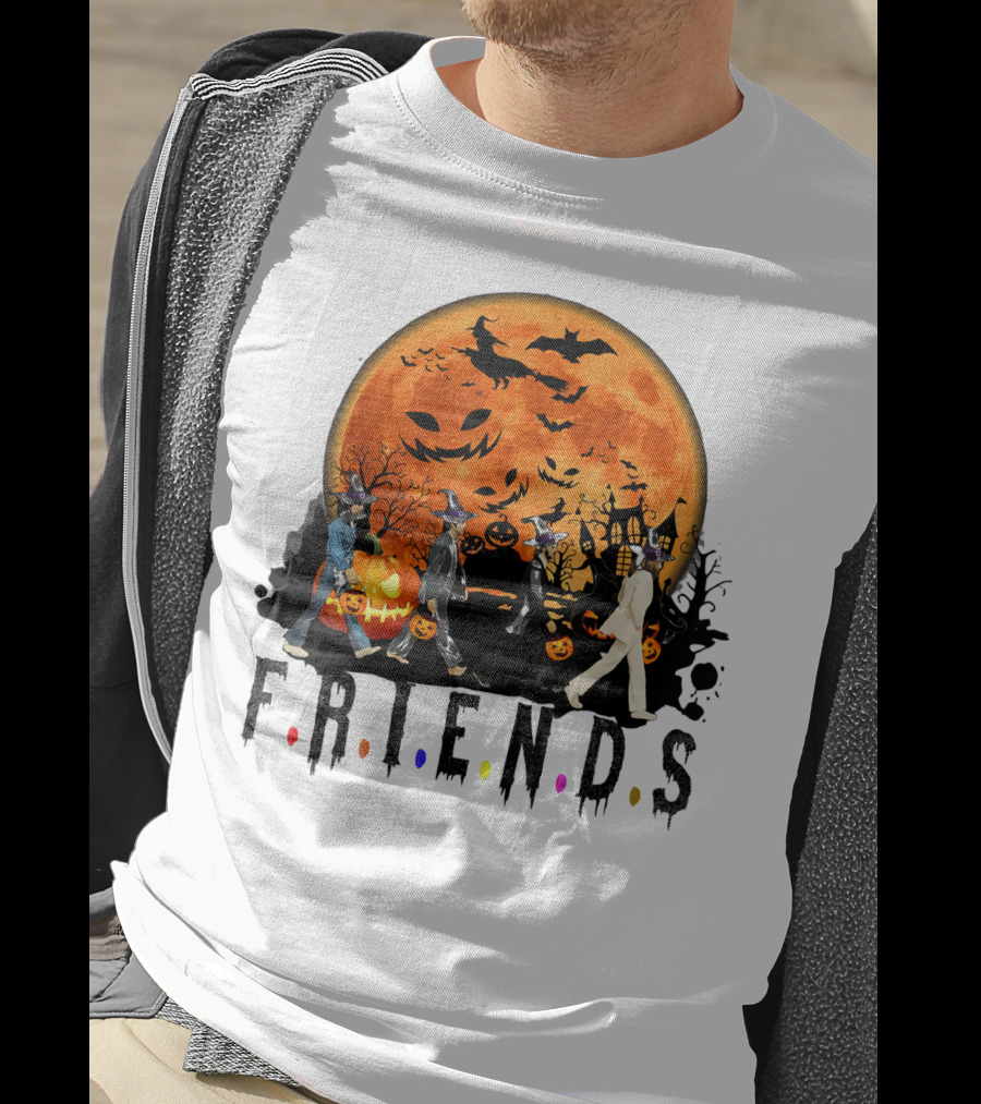 Halloween Friends Full Moon Walk With Characters Trick Or Treat T-Shirt