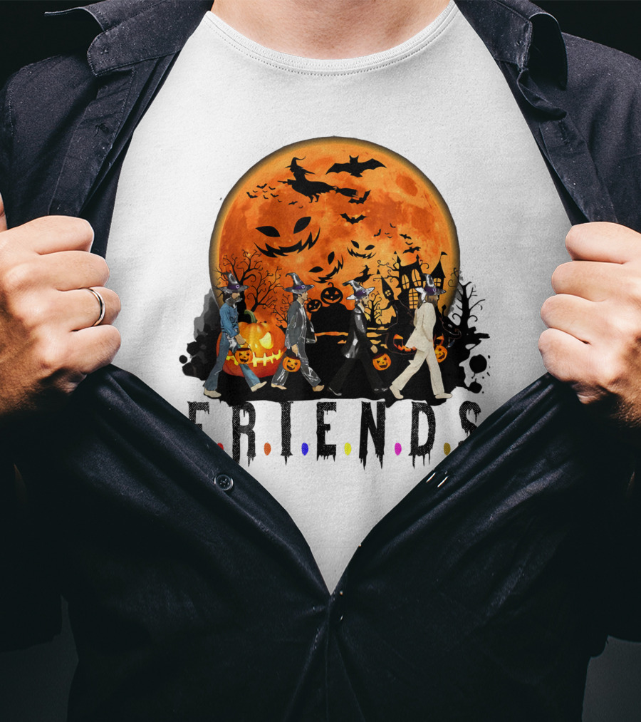 Halloween Friends Full Moon Walk With Characters Trick Or Treat T-Shirt