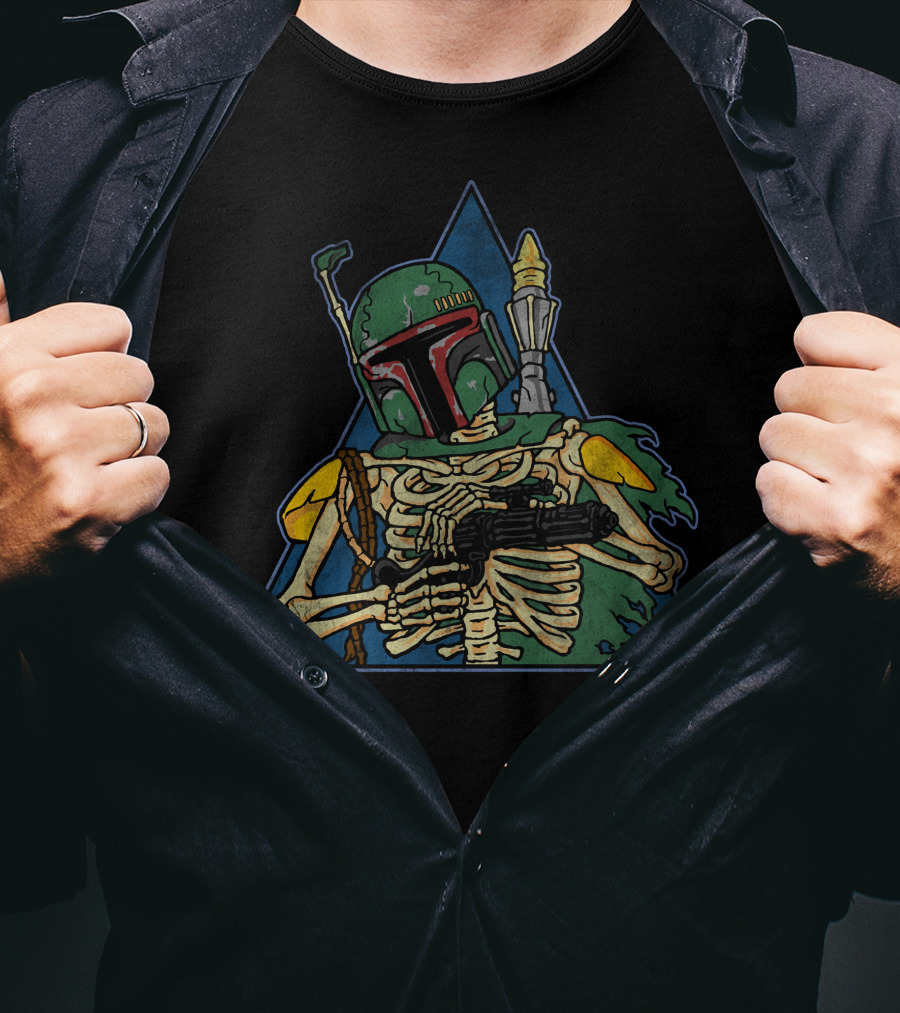 Star Wars Boba Fett Skeleton In Triangle Vesture T-Shirt