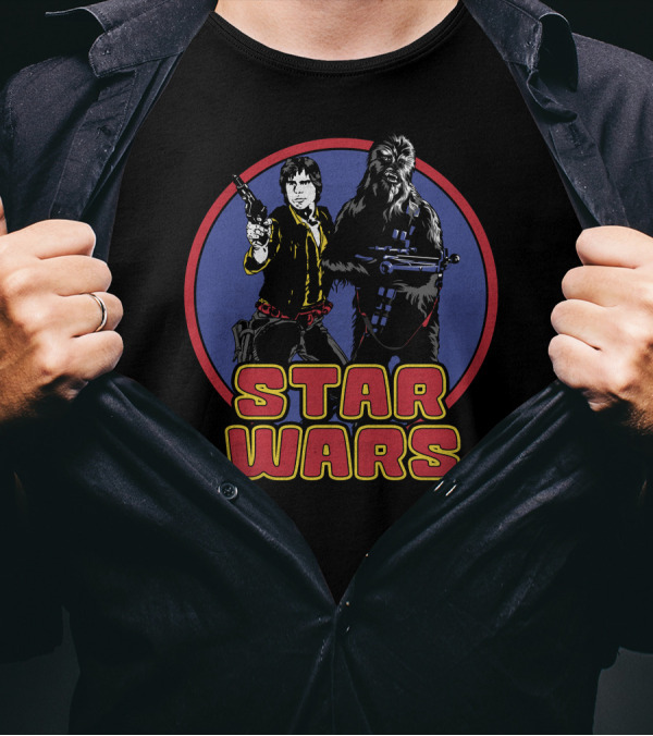 Star Wars Han Solo Chewbacca Retro Circle T-Shirt