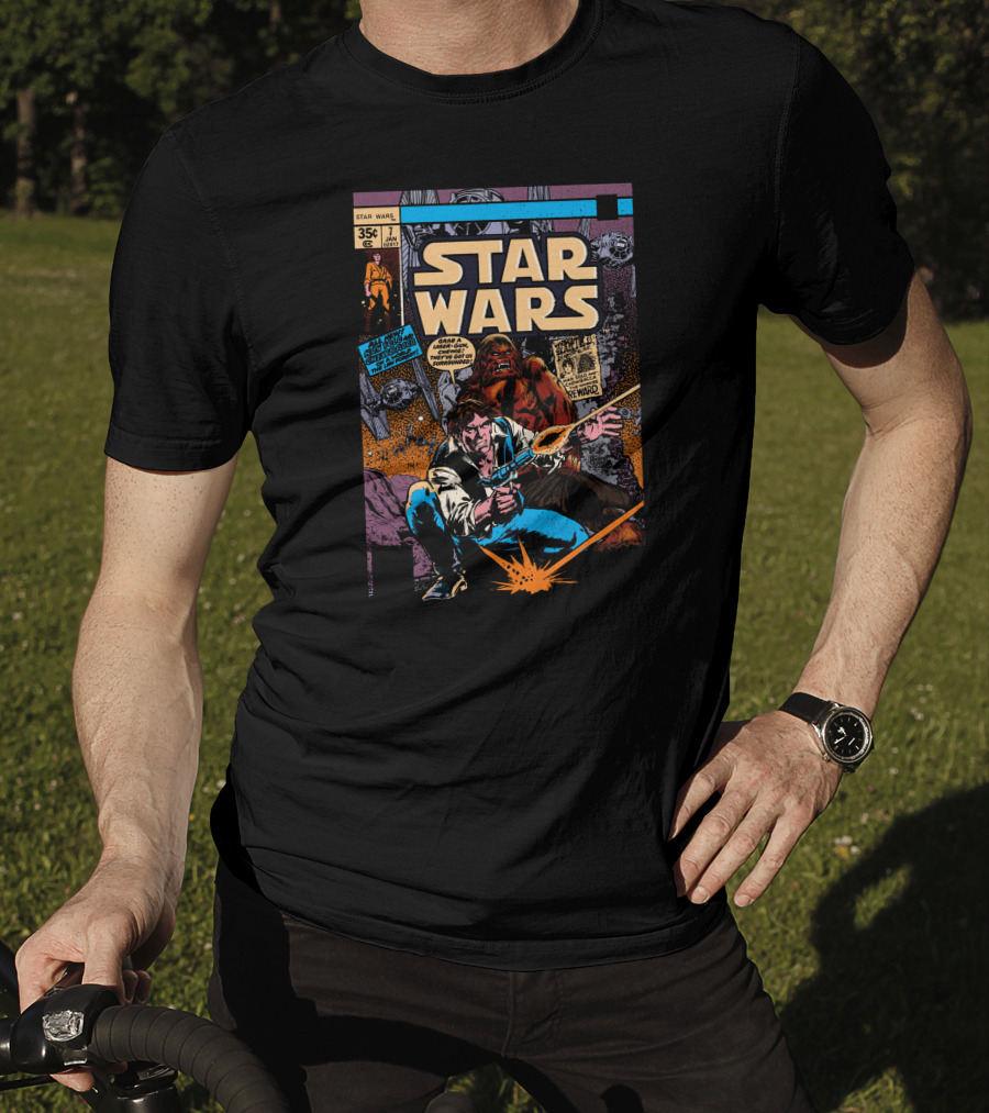 Star Wars Han Solo And Chewbacca Vintage Comic Cover 35¢ Edition January Marvel T-Shirt