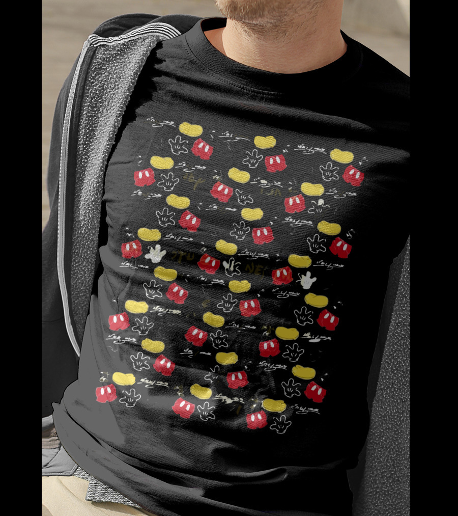 Mickey Mouse Iconic Logos Red Yellow Black T-Shirt