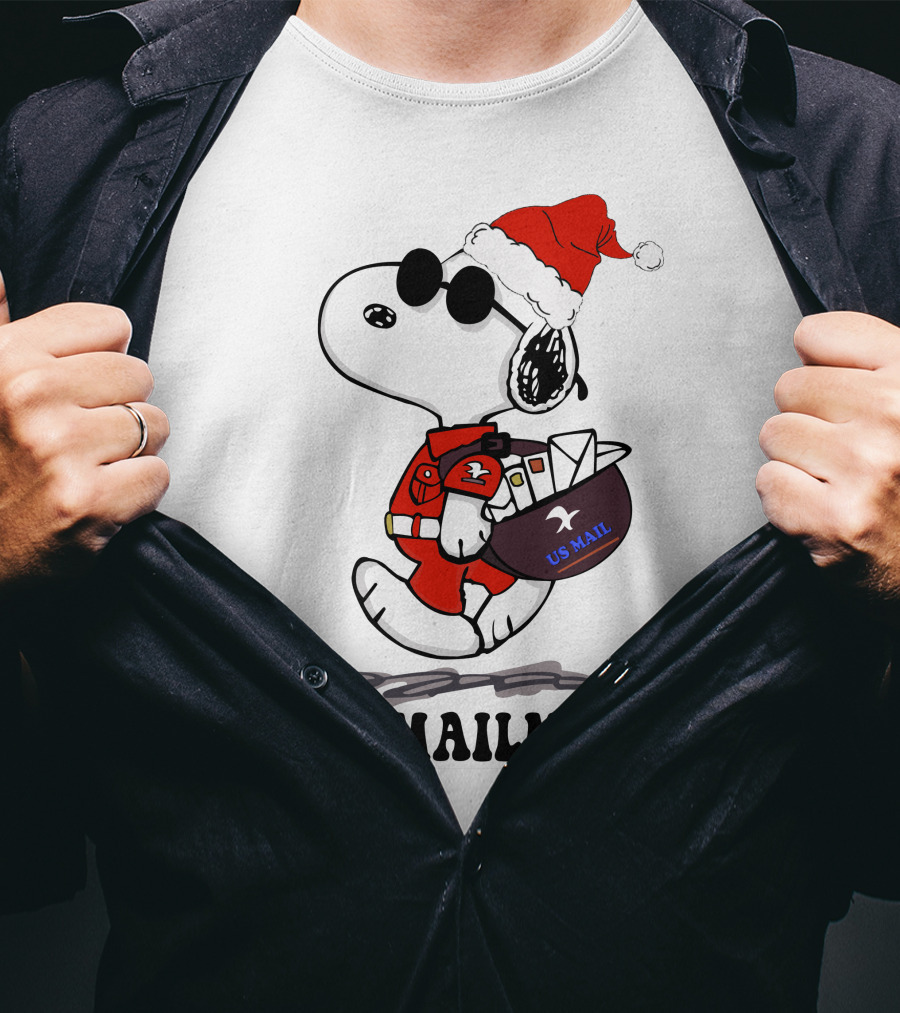 Joe Mailman Snoopy Santa Usps Holiday Delivery T-Shirt