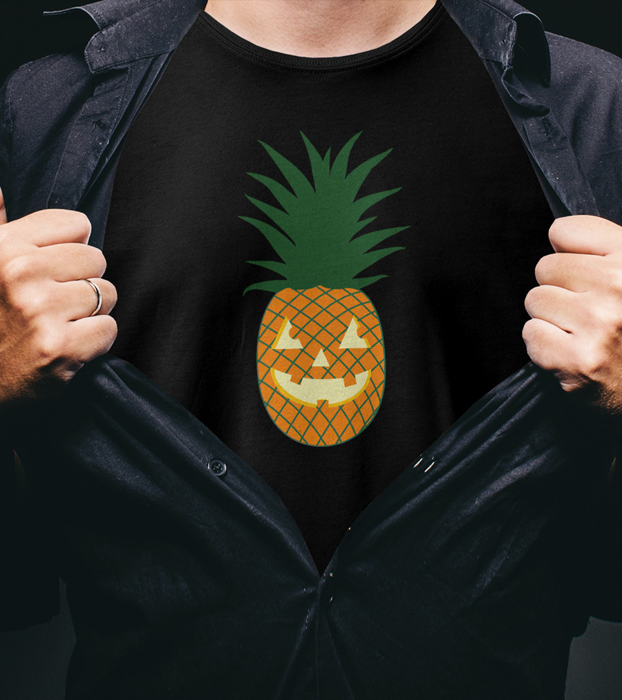 Carved Pineapple Jack-o'-Lantern Halloween Hawaiian T-Shirt