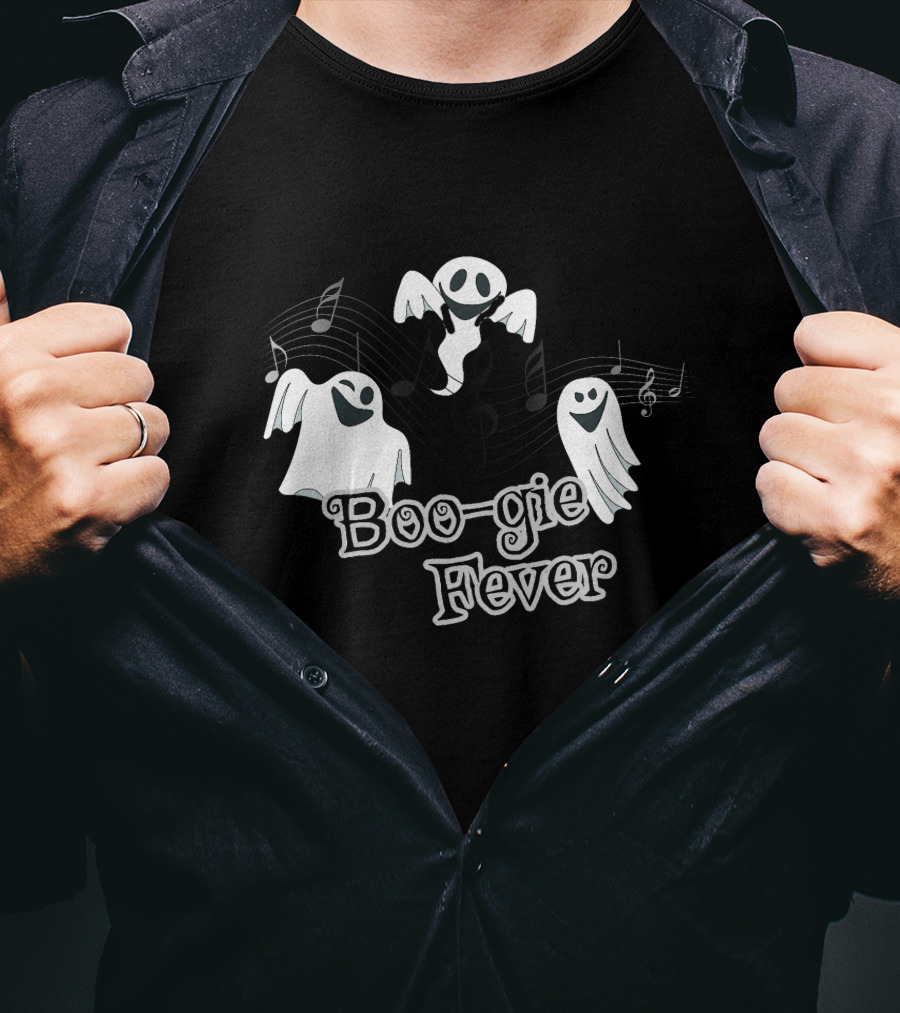 Boo-gie Fever Cute Ghost Halloween Music T-Shirt