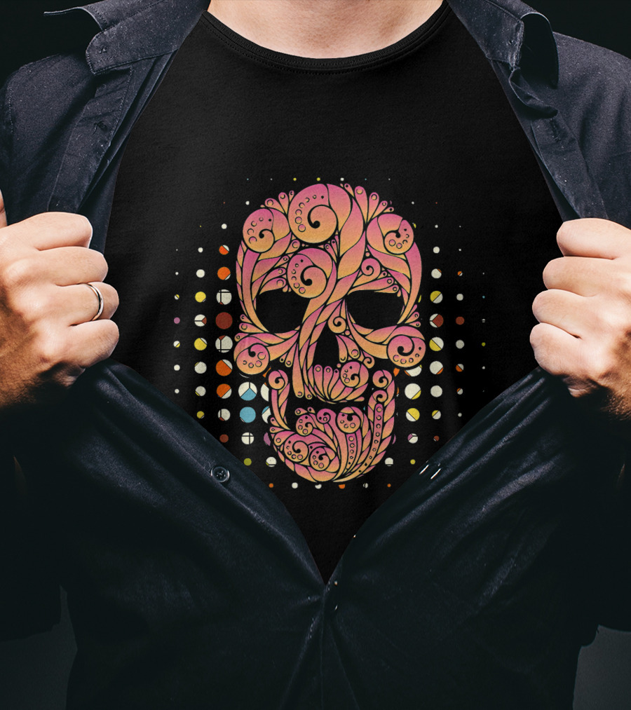Floral Skull Psychedelic Swirls T-Shirt