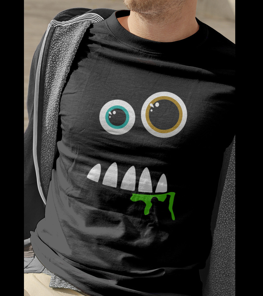 Funny Monster Face With Goofy Eyes And Drooling Green Slime T-Shirt