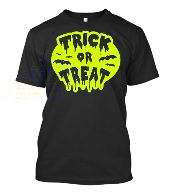 Gladditudes Trick Or Treat Dripping Font With Bats T-Shirt