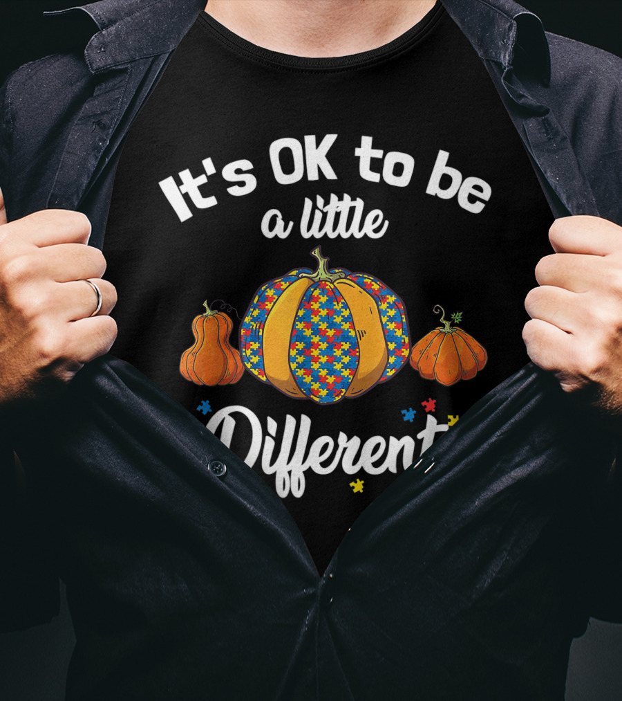 It's OK To Be A Little Different Autism Pumpkin Halloween T-Shirt