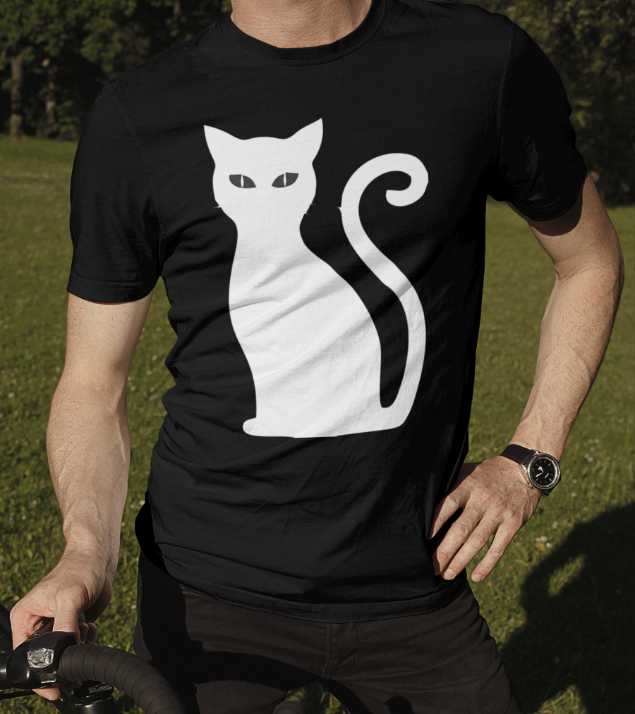 Halloween Cat Cute Cat Silhouette White T-Shirt