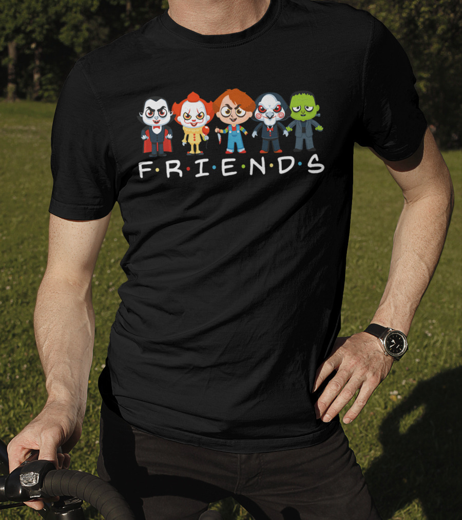Halloween Friends Dracula Pennywise Chucky Jigsaw Frankenstein T-Shirt