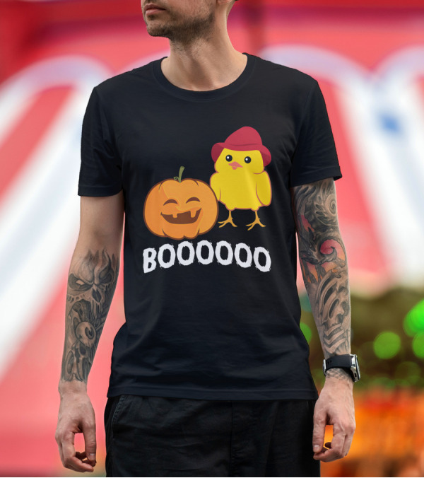 Premium T-Shirt: BOOOOO Halloween Funny Pumpkin And Chicken T-Shirt BOOOOO Halloween Funny Pumpkin And Chicken T-Shirt