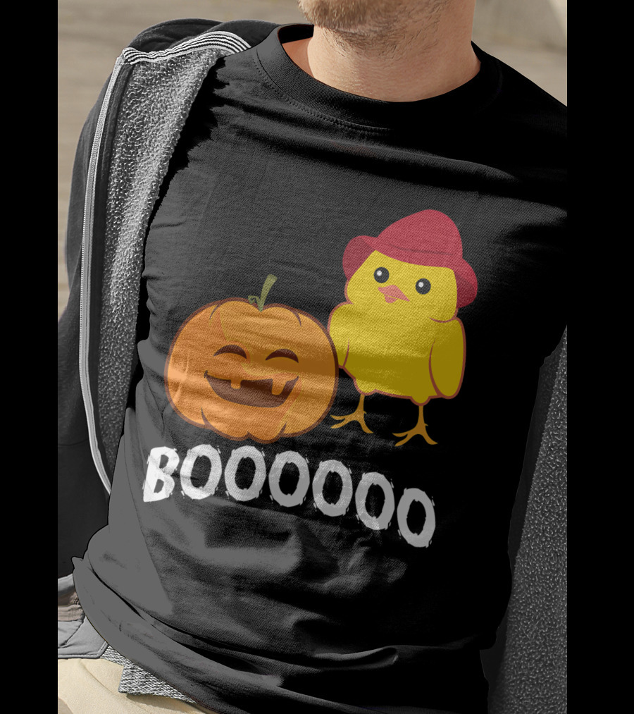 BOOOOO Halloween Funny Pumpkin And Chicken T-Shirt