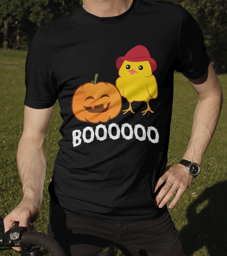 BOOOOO Halloween Funny Pumpkin And Chicken T-Shirt