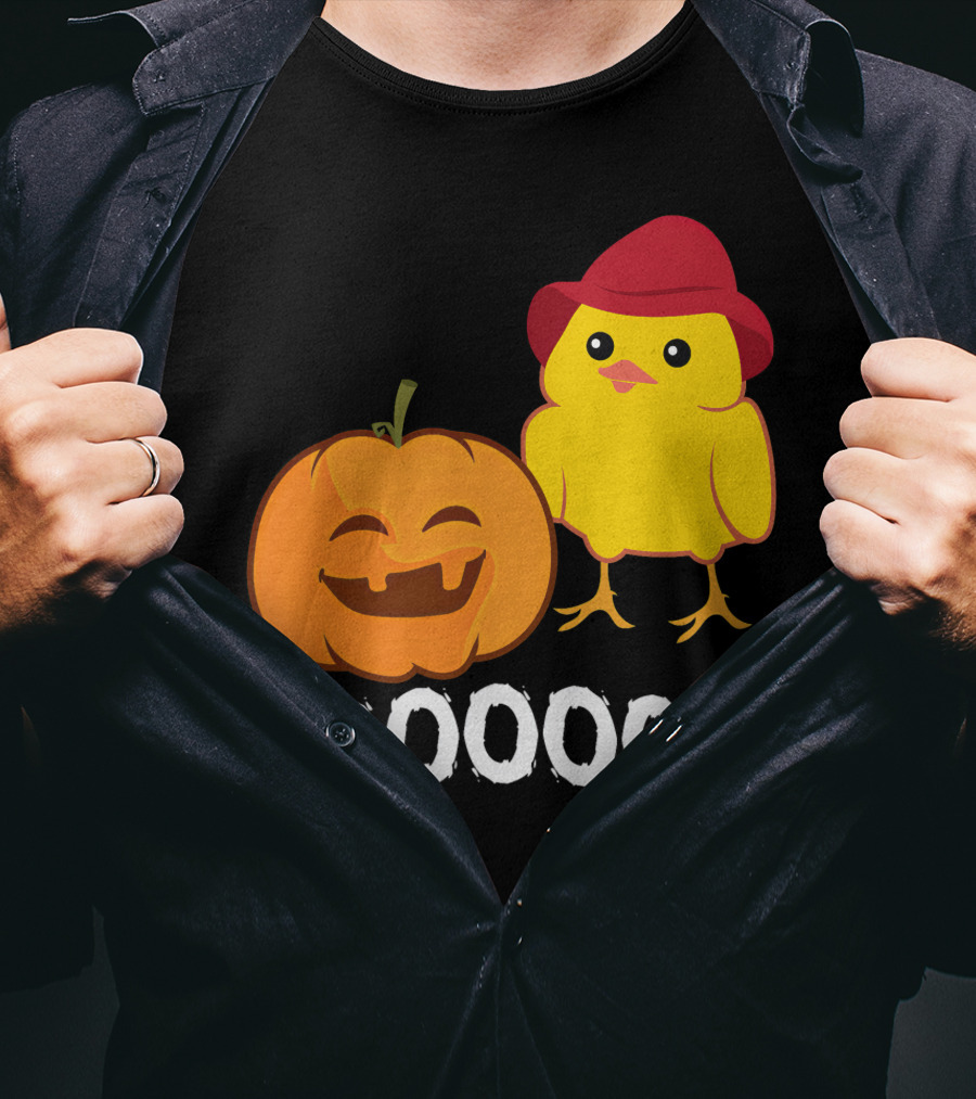 BOOOOO Halloween Funny Pumpkin And Chicken T-Shirt