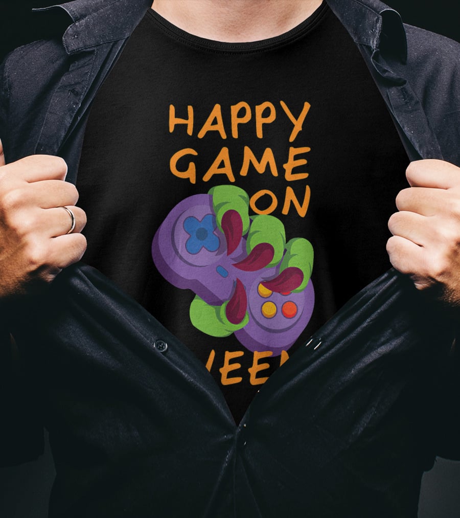 Happy Game On Ween Halloween Gamer Gaming Slogan Holiday Gamer T-Shirt