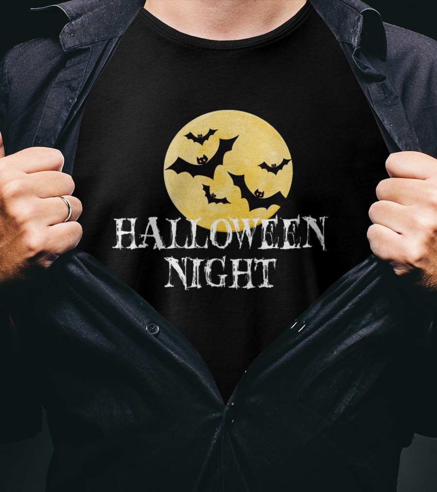 Halloween Night Horror Bats Moon T-Shirt