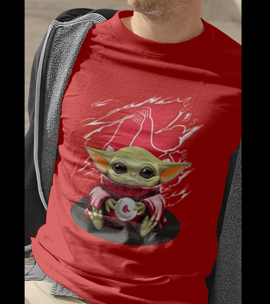Yoda Holding Baseball In Front Of Boston Red Sox Socks T-Shirt