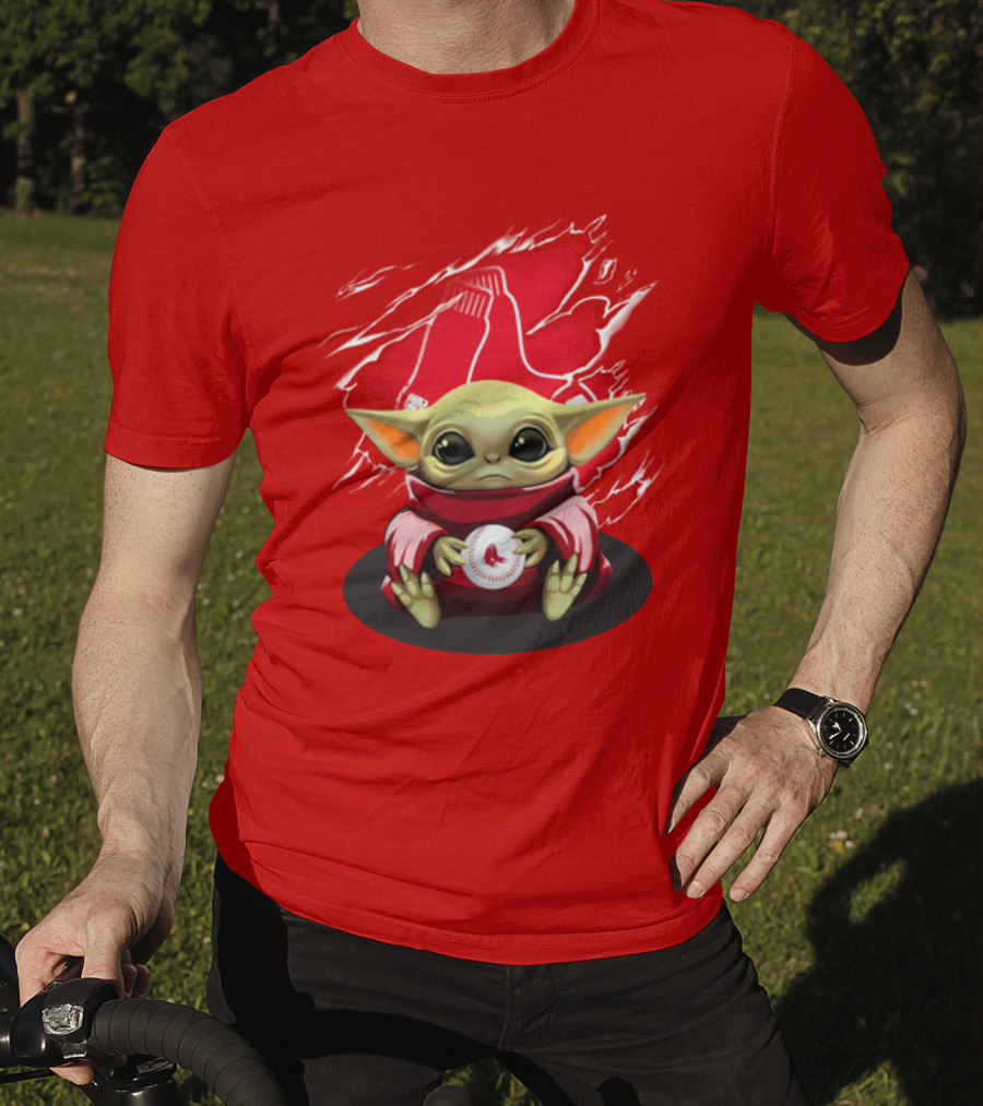 Yoda Holding Baseball In Front Of Boston Red Sox Socks T-Shirt