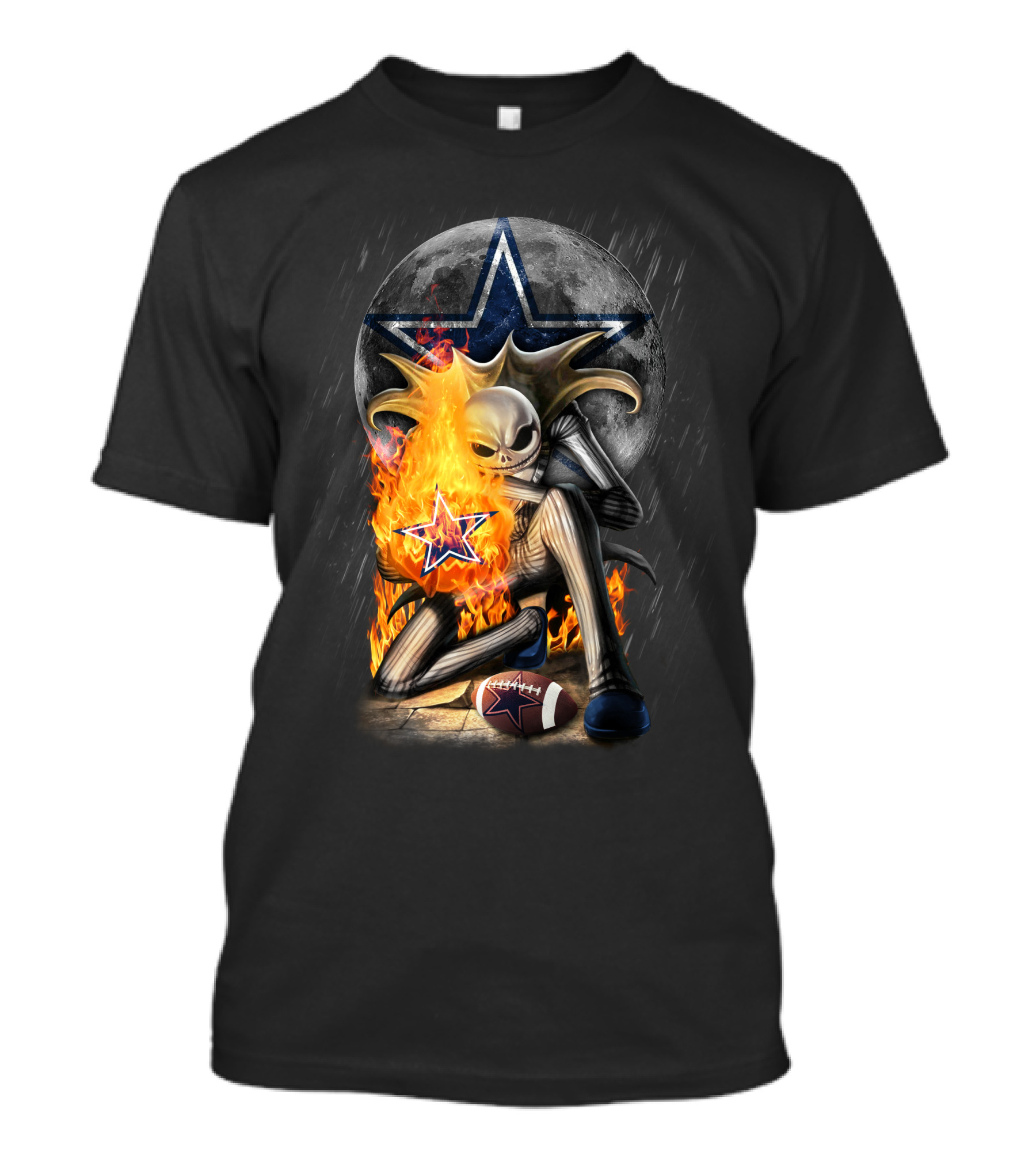 Jack Skellington Fire Football Moon Cowboys Star T-Shirt