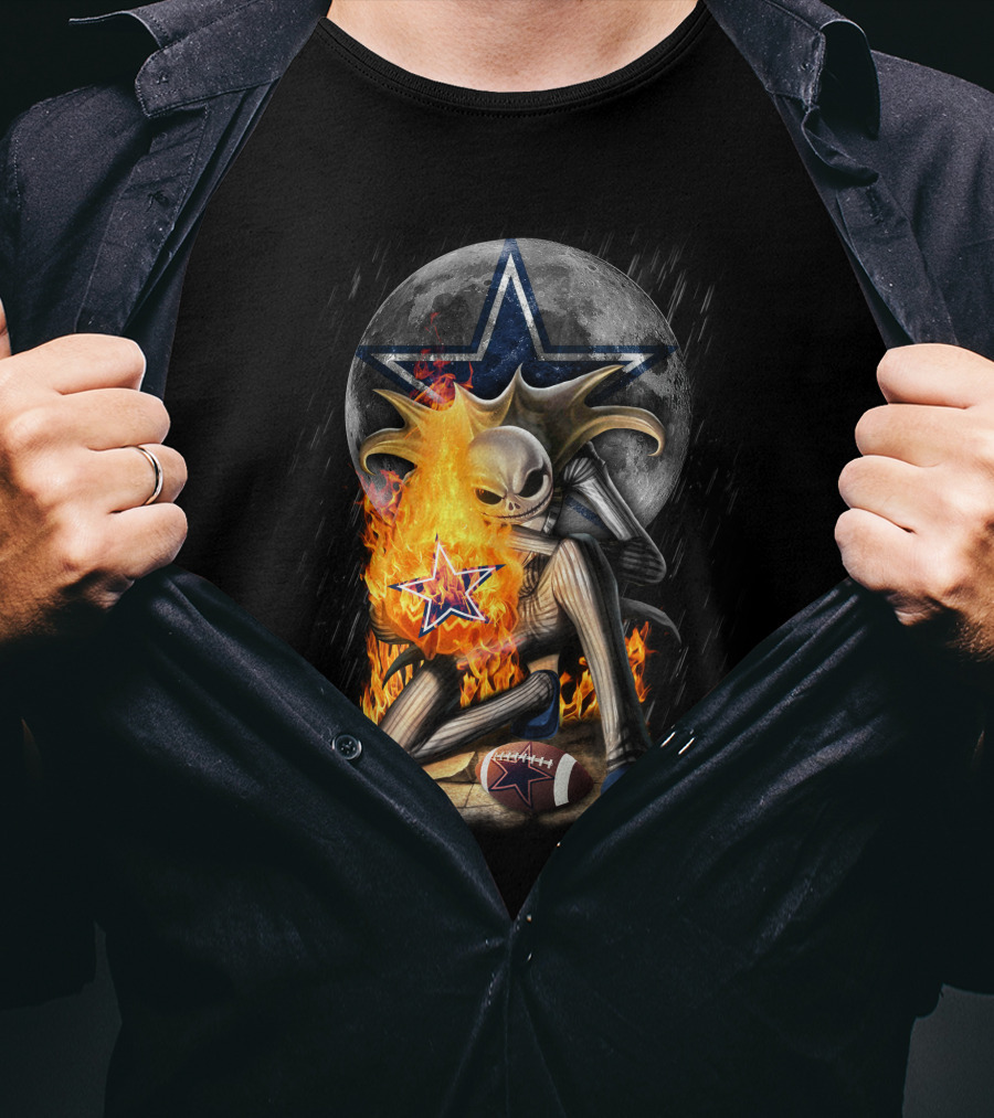 Jack Skellington Fire Football Moon Cowboys Star T-Shirt