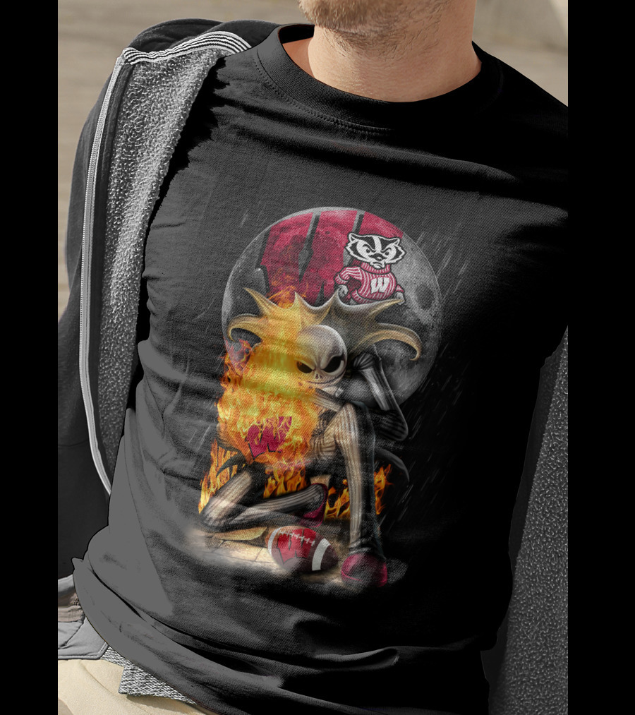 Jack WB Wisconsin Badgers Nightmare Crossover Football T-Shirt