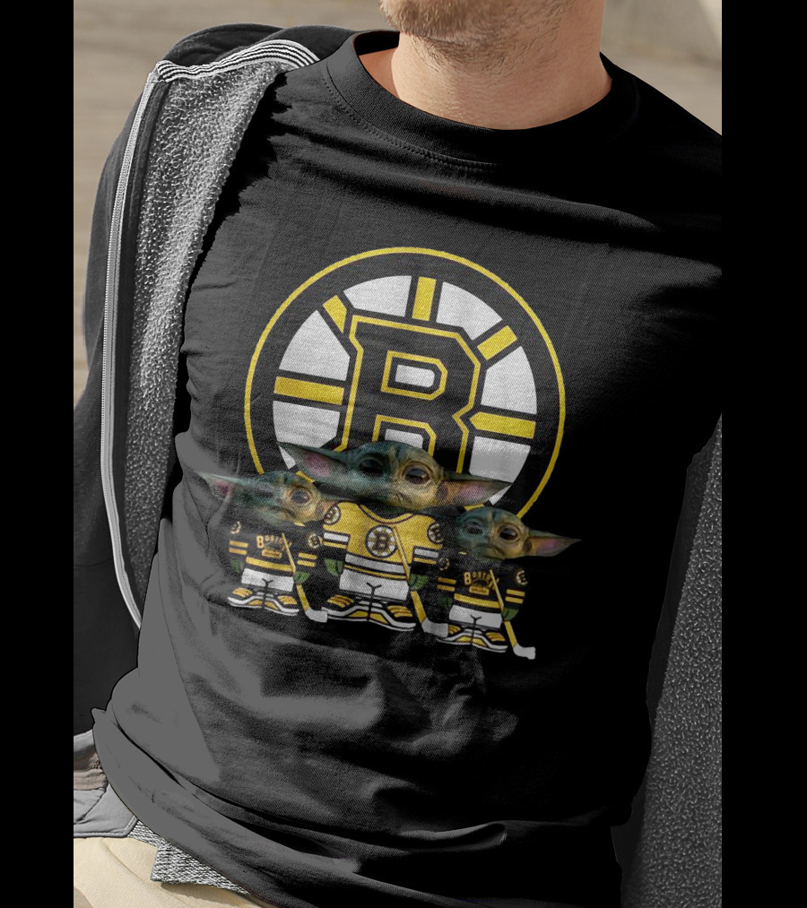 Boston Bruins Hockey Team Bruins Logo With Characters T-Shirt
