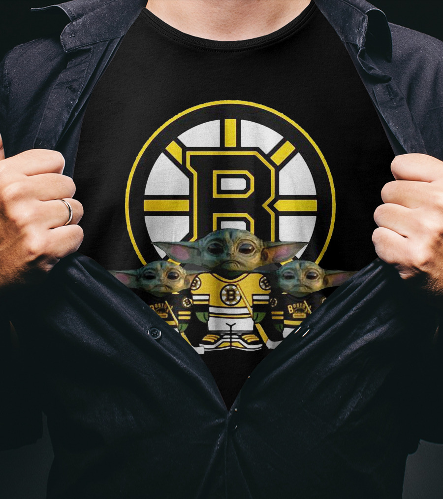 Boston Bruins Hockey Team Bruins Logo With Characters T-Shirt