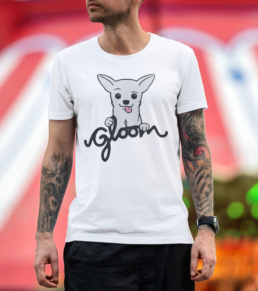 Gloom Cute Dog Cartoon Posing with Lively Expression T-Shirt