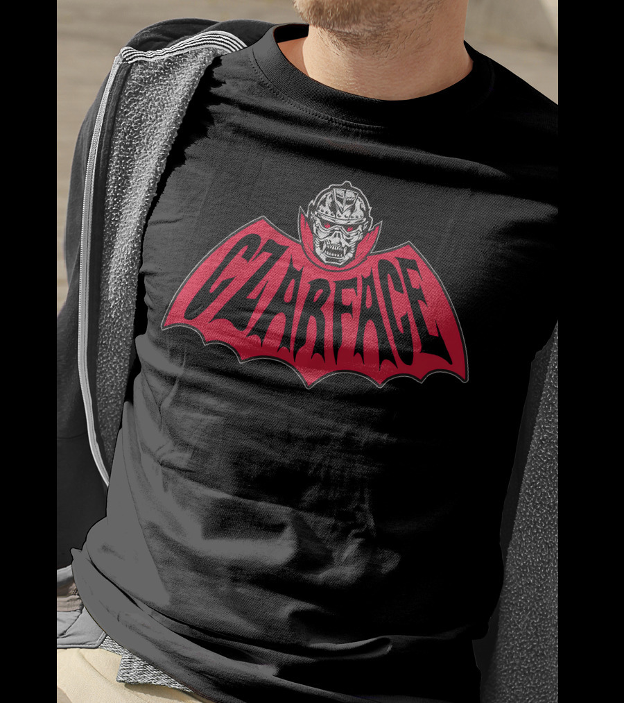CZARFACE Red Text Bat Design With Metallic Skull T-Shirt