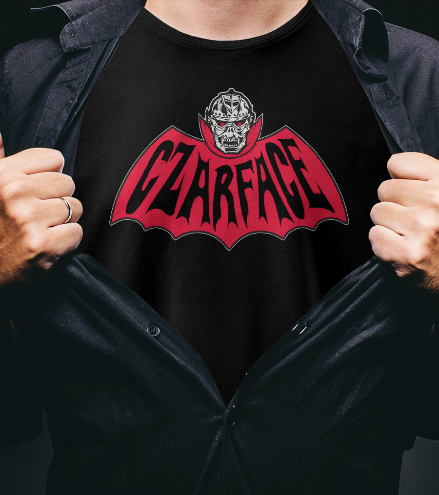 CZARFACE Red Text Bat Design With Metallic Skull T-Shirt