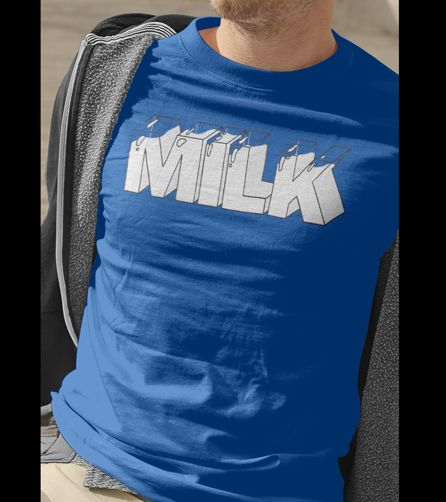 Ted Nivison Milk Merch Bold Blue Text T-Shirt