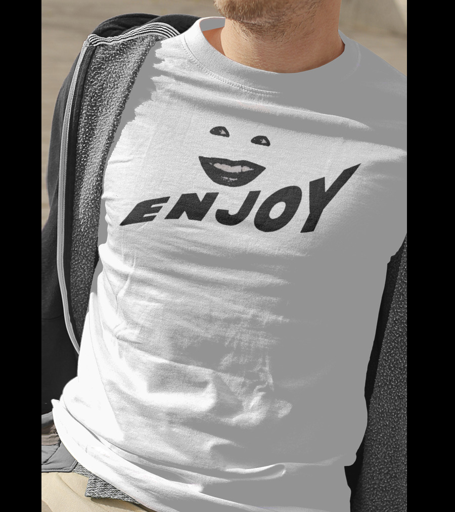 Enjoy Smile Black And White Minimalism T-Shirt