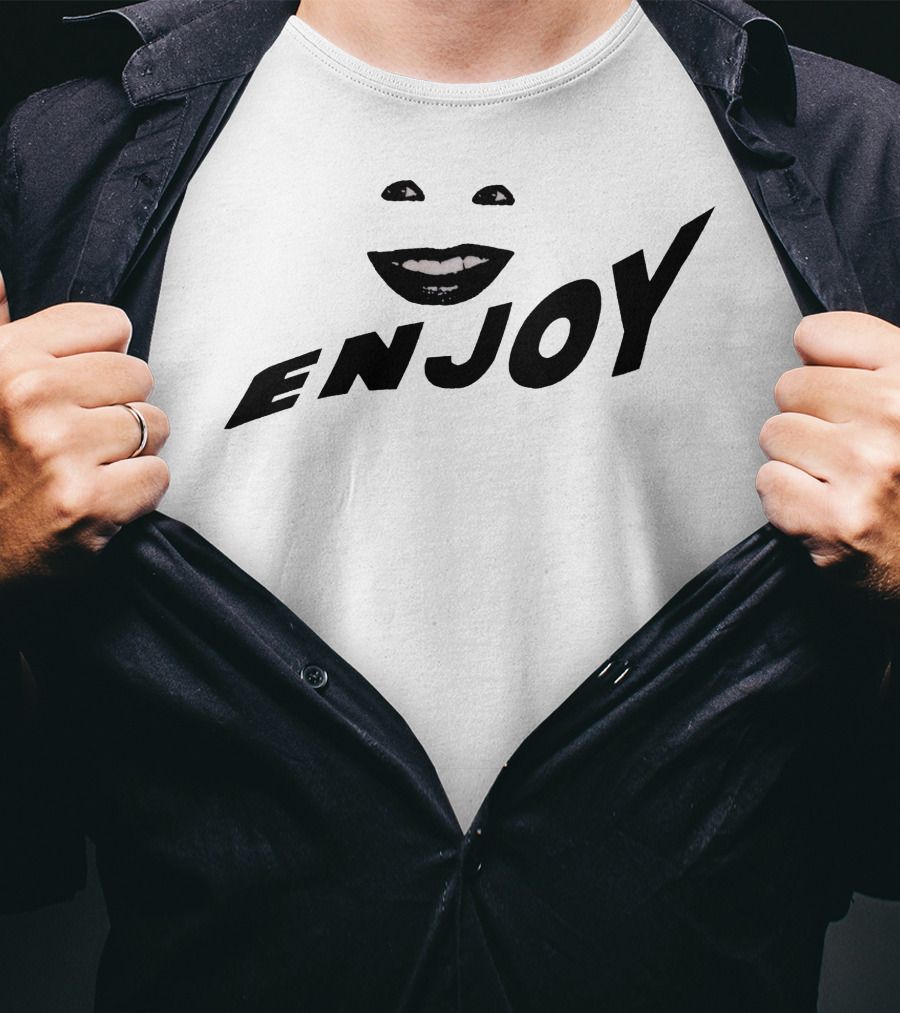 Enjoy Smile Black And White Minimalism T-Shirt